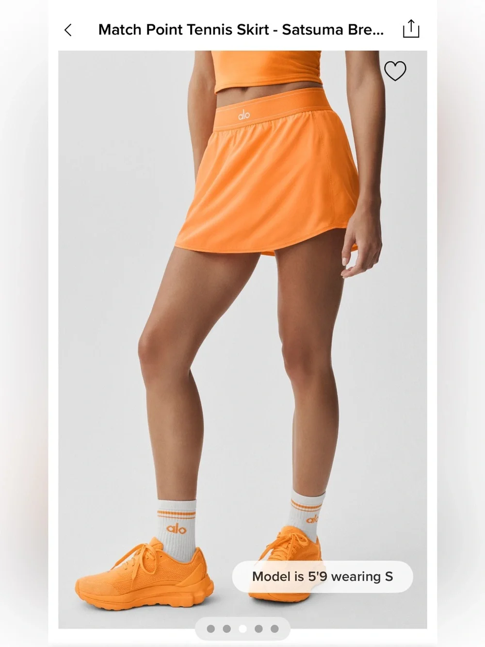 ALO Yoga Satsuma Orange Match Point Tennis Skirt Hot New Color